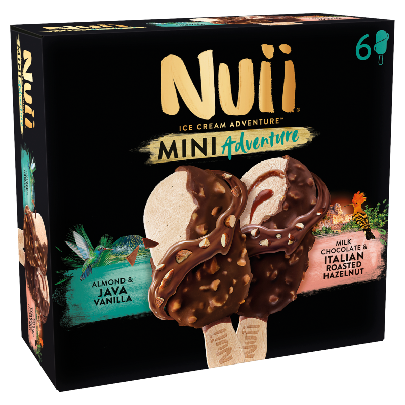 NUII Mini Lody Almond &Java Vanilla + Milk Chocolate & Italian Roasted Hazelnut 6 szt.