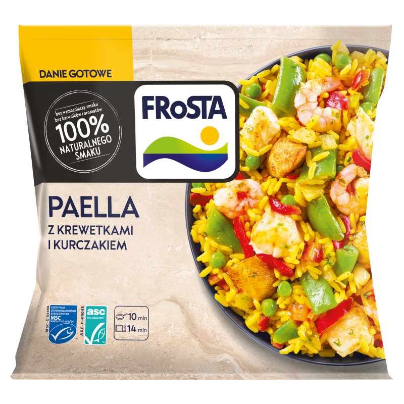 FROSTA Paella danie z krewetkami po hiszpańsku mrożona