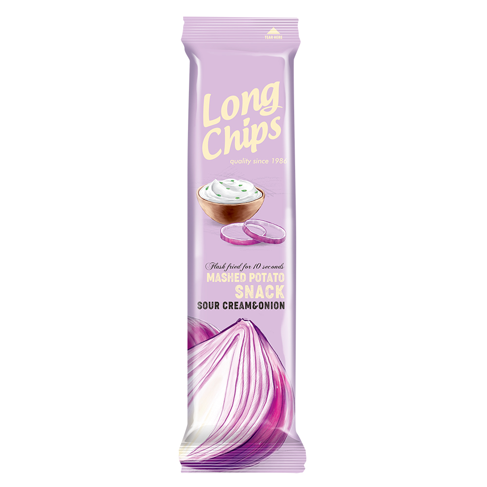 LONG CHIPS Chipsy ziemniaczane o smaku śmietany z cebulką frisco.pl