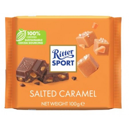 RITTER SPORT Czekolada mleczna z kawałkami karmelu