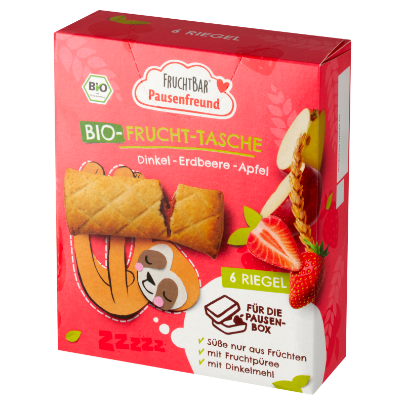 FRUCHTBAR Ekologiczne ciasteczka orkiszowe z nadzieniem owocowym truskawkowo- jabłkowym BIO (6 x 22g)