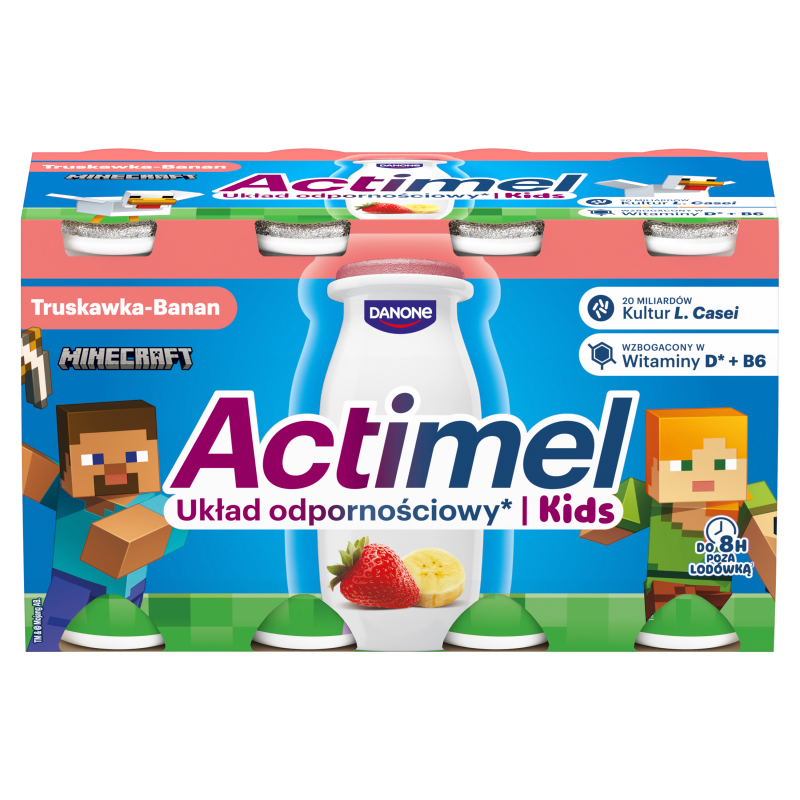 Actimel Kids Napój jogurtowy o smaku truskawkowo-bananowym (8 szt.) frisco.pl