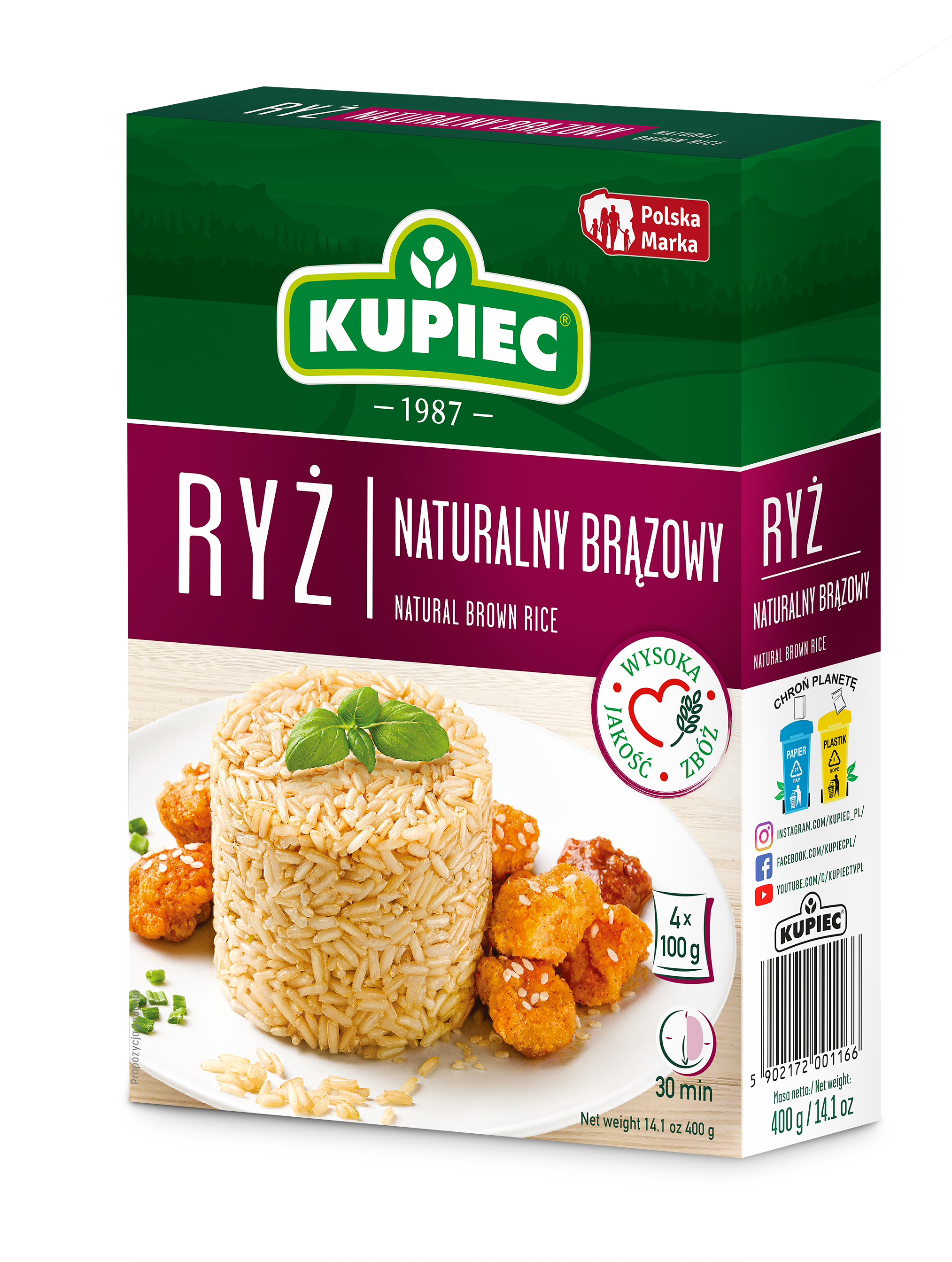 KUPIEC Ryż naturalny brązowy (4x100g) frisco.pl