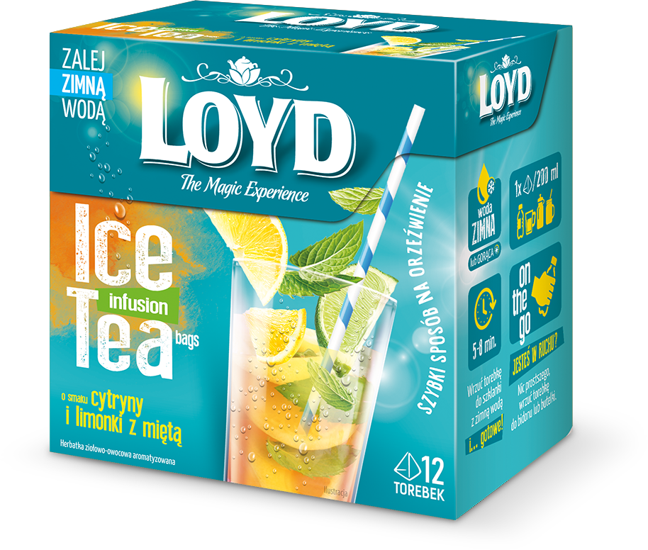 LOYD TEA ICE Herbatka ziołowo-owocowa o smaku cytryny i limonki z miętą 12 torebek ex. frisco.pl