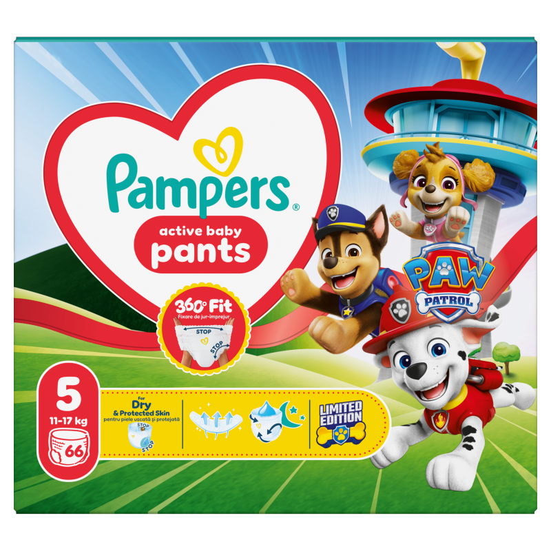 PAMPERS Pants Pieluchomajtki Psi Patrol Rozmiar 5 (12-17 kg) 66 szt.
