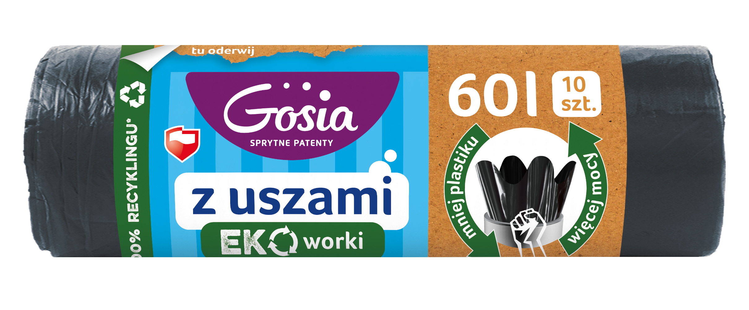 GOSIA Worki na śmieci z uszami 60l 10 szt.