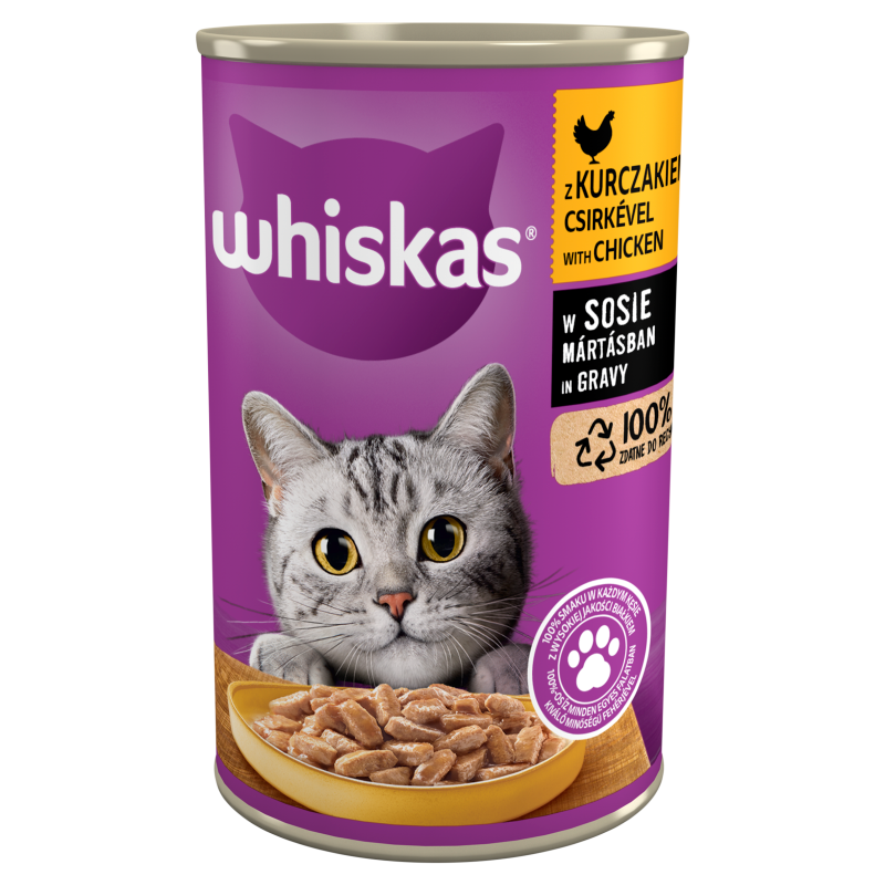 WHISKAS 1+ Pokarm dla Kotów z Kurczakiem w Sosie - Puszka frisco.pl