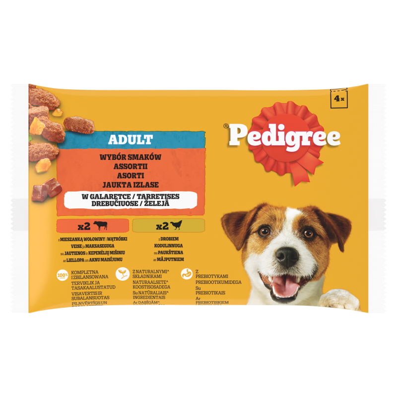 PEDIGREE Adult Pokarm dla Psów - Wołowina i Drób w Galaretce (4 saszetki) frisco.pl
