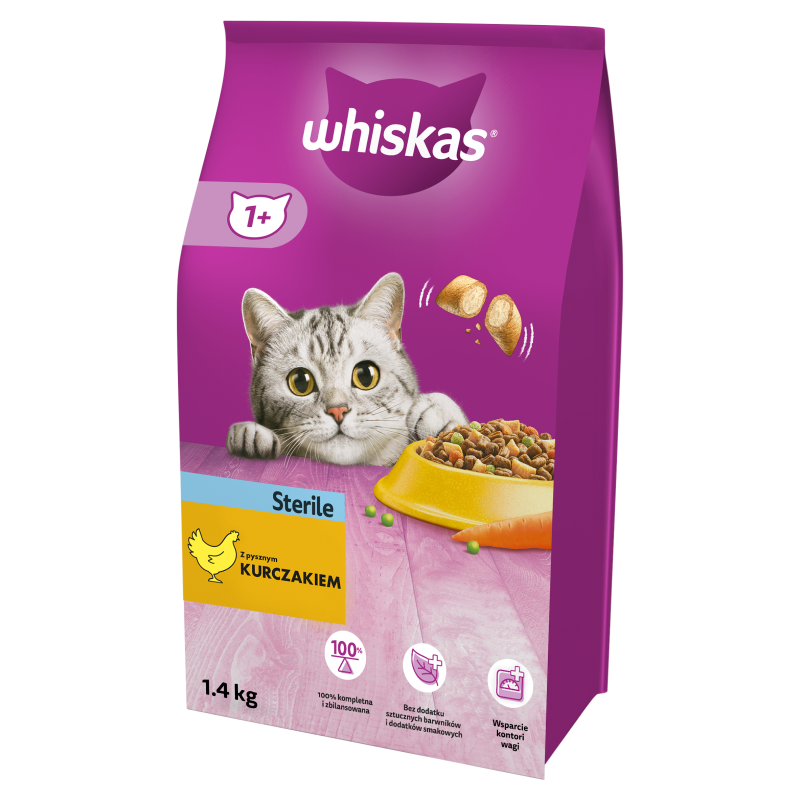WHISKAS Sucha karma dla kota z kurczakiem - Przepyszne paszteciki frisco.pl