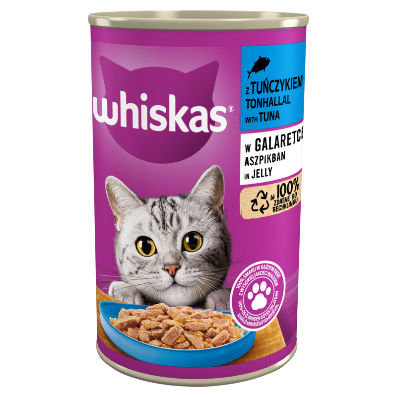 WHISKAS 1+ Pokarm dla Kotów z Tuńczykiem w Galaretce - Puszka frisco.pl