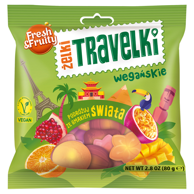 WAWEL Fresh&Fruity Żelki Travelki smaki świata wegańskie frisco.pl