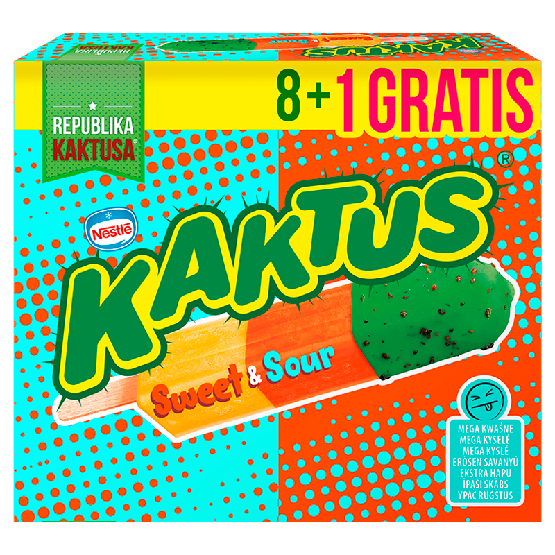 KAKTUS Sweet & Sour Lody o smaku brzoskwini i pomarańczy 9szt. frisco.pl