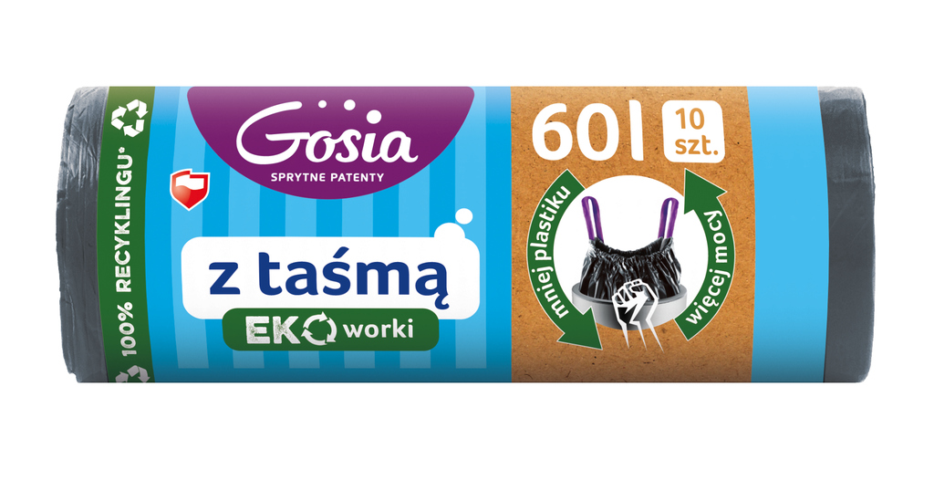 GOSIA Worki na śmieci z taśmą 60l 10 szt.
