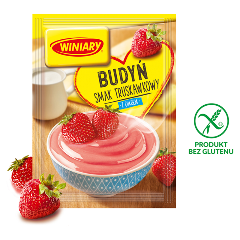 WINIARY Budyń o smaku truskawkowym (z cukrem) bezglutenowy