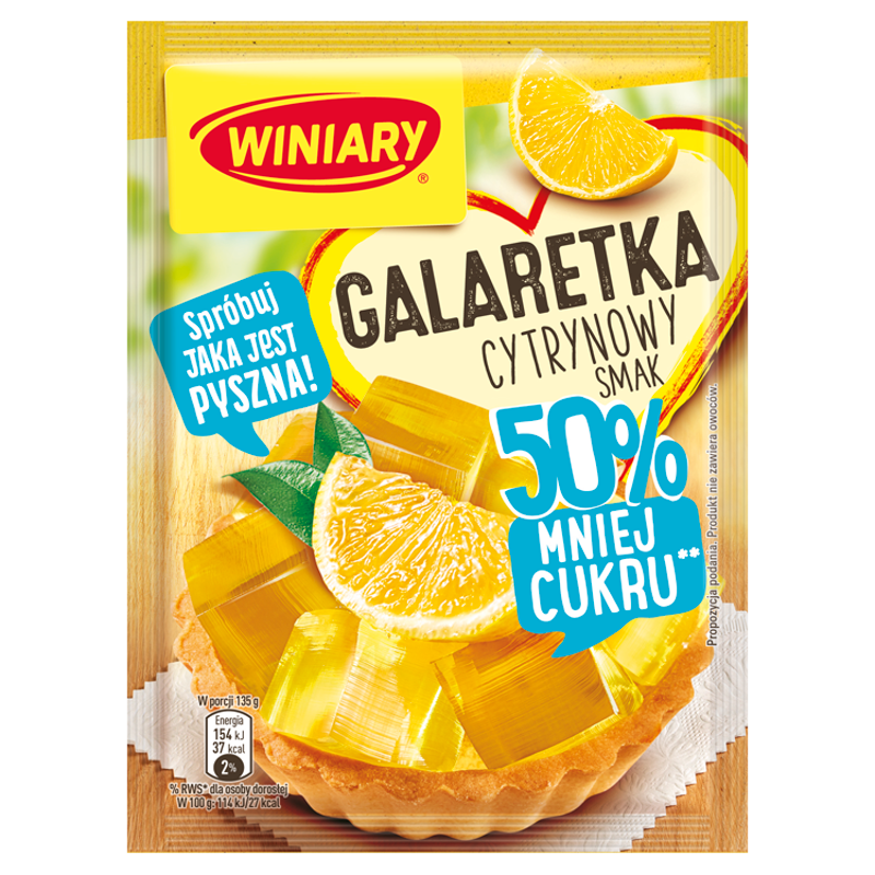 WINIARY Galaretka o smaku cytrynowym (50% mniej cukru)