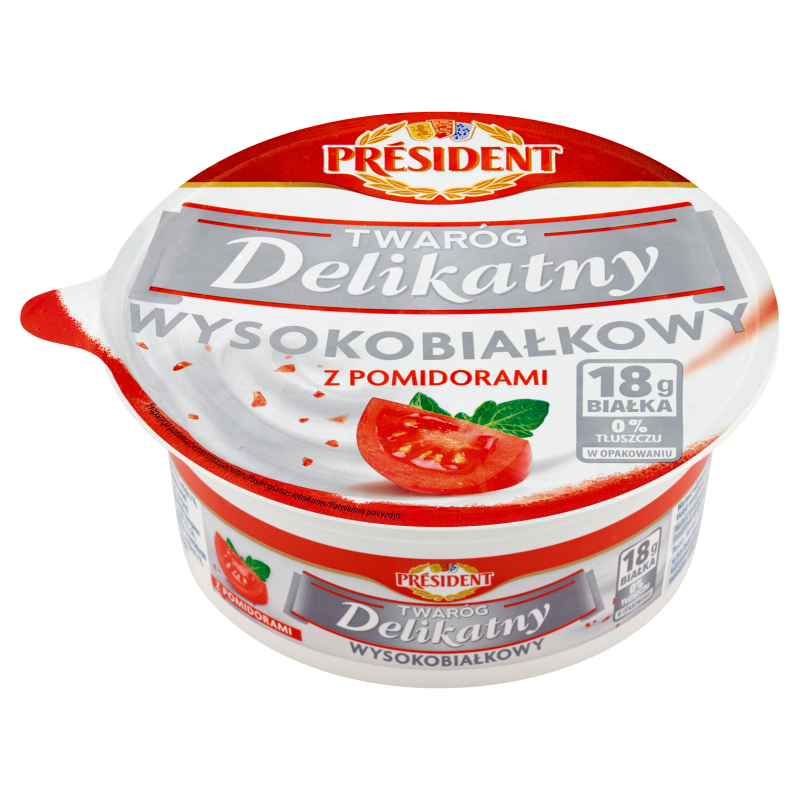 PRESIDENT Twaróg delikatny wysokobiałkowy z pomidorami