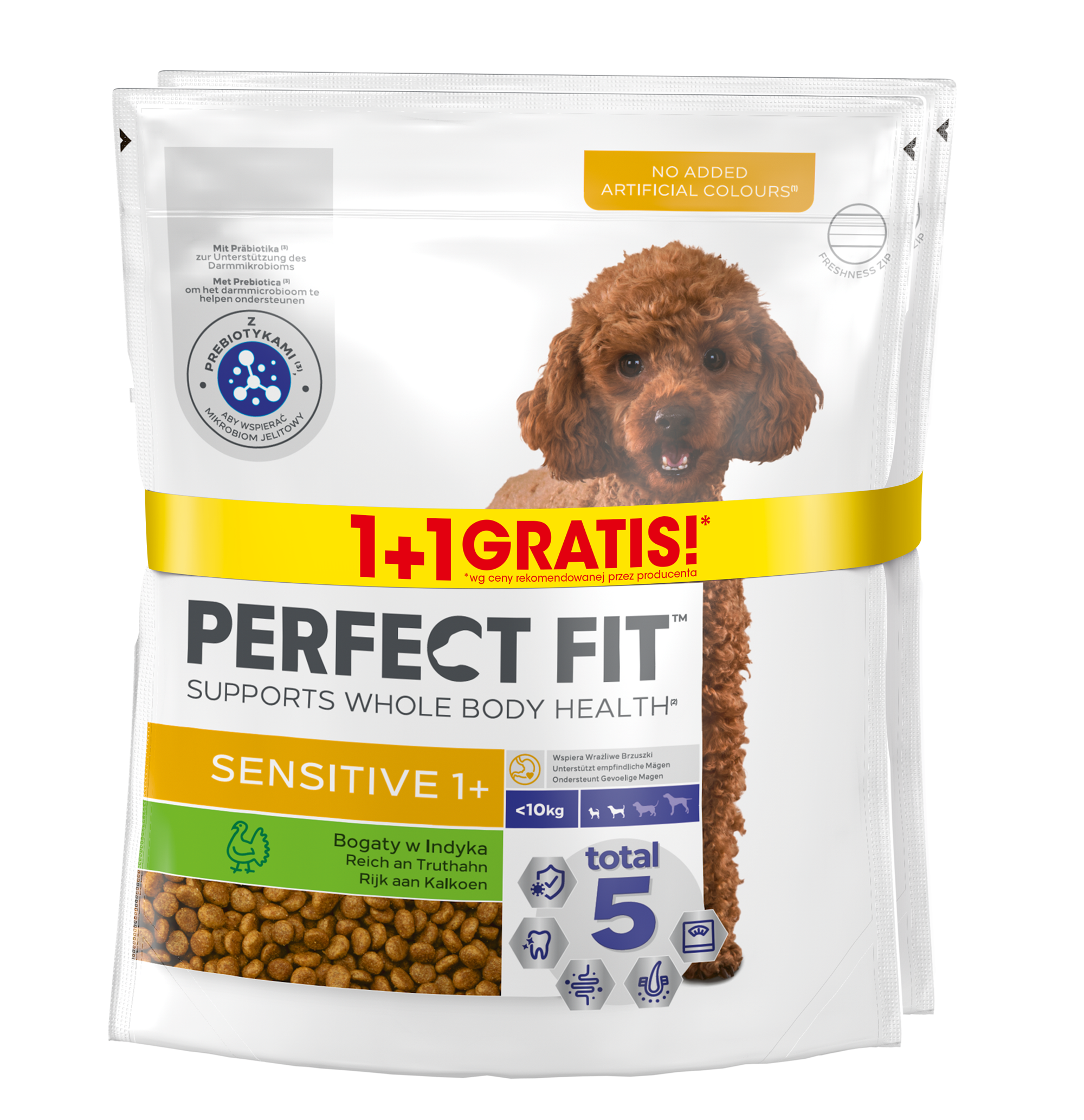 PERFECT FIT SENSITIVE 1+ Suchy pokarm dla dorosłych psów małych ras z indykiem opakowanie promocyjne: 1+1 gratis!