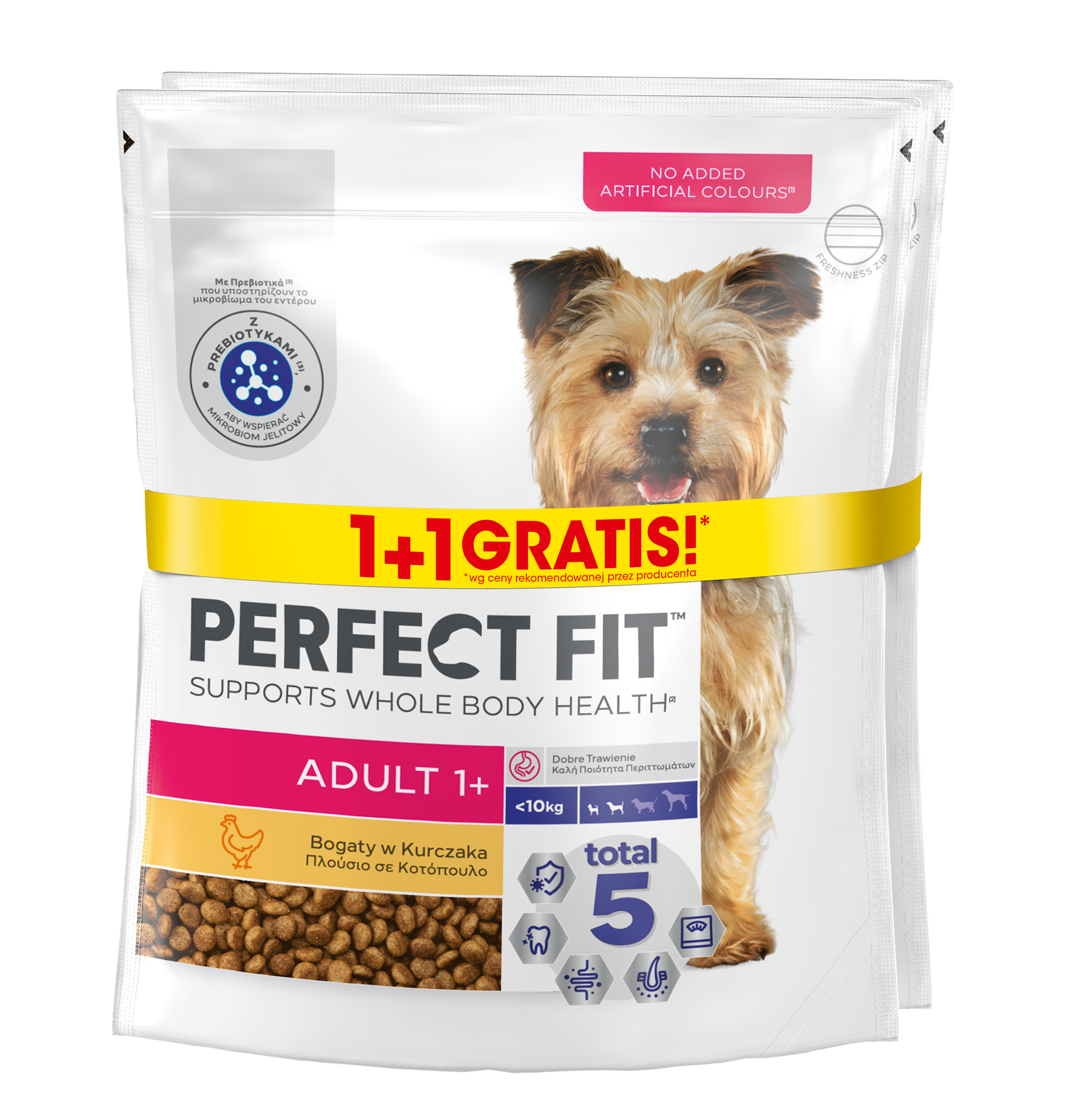 PERFECT FIT ADULT 1+ Suchy pokarm dla dorosłych psów małych ras z kurczakiem opakowanie promocyjne: 1+1 gratis! frisco.pl