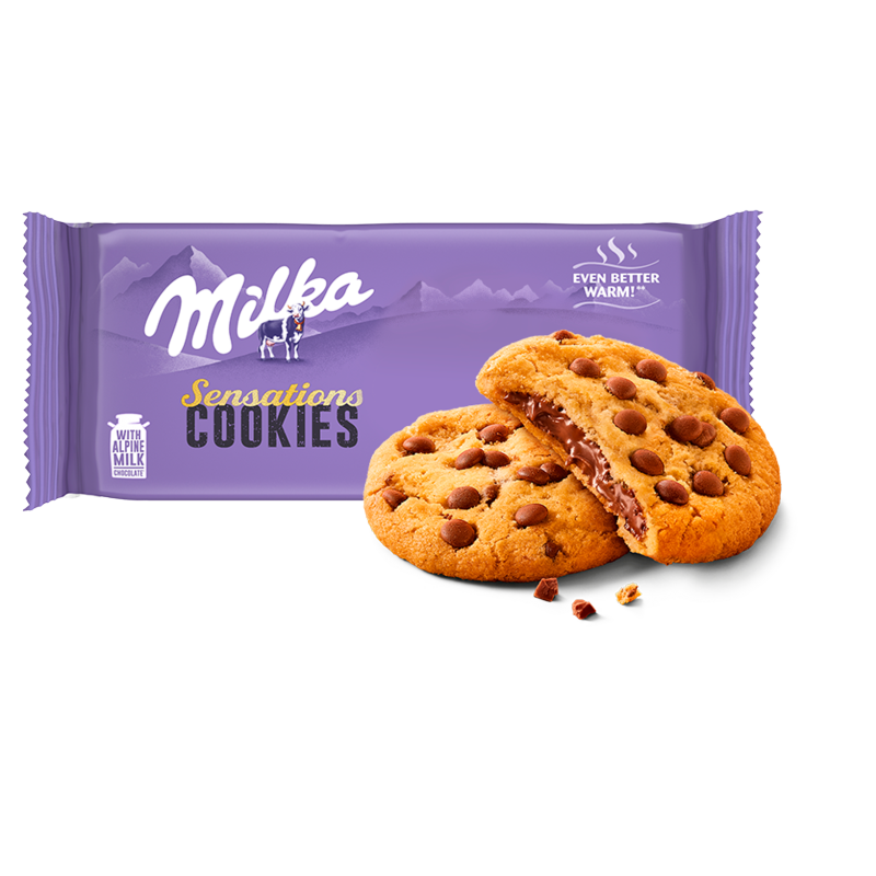 MILKA Sensations Ciastka z kawałkami czekolady mlecznej z mleka alpejskiego frisco.pl