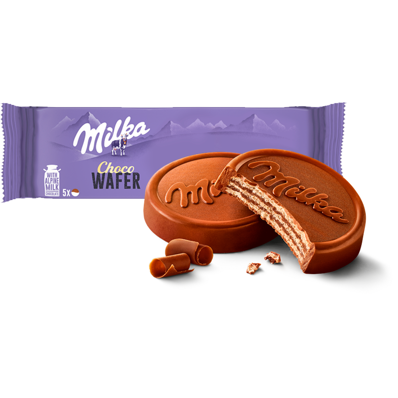MILKA Choco Wafer Wafelki z kremem kakaowym oblane czekoladą mleczną 5 szt. frisco.pl