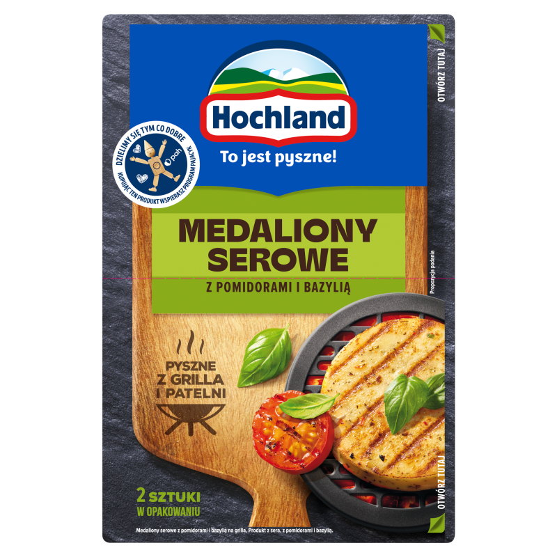 HOCHLAND Medalion serowy na grilla z pomidorem i bazylią 2x60g frisco.pl