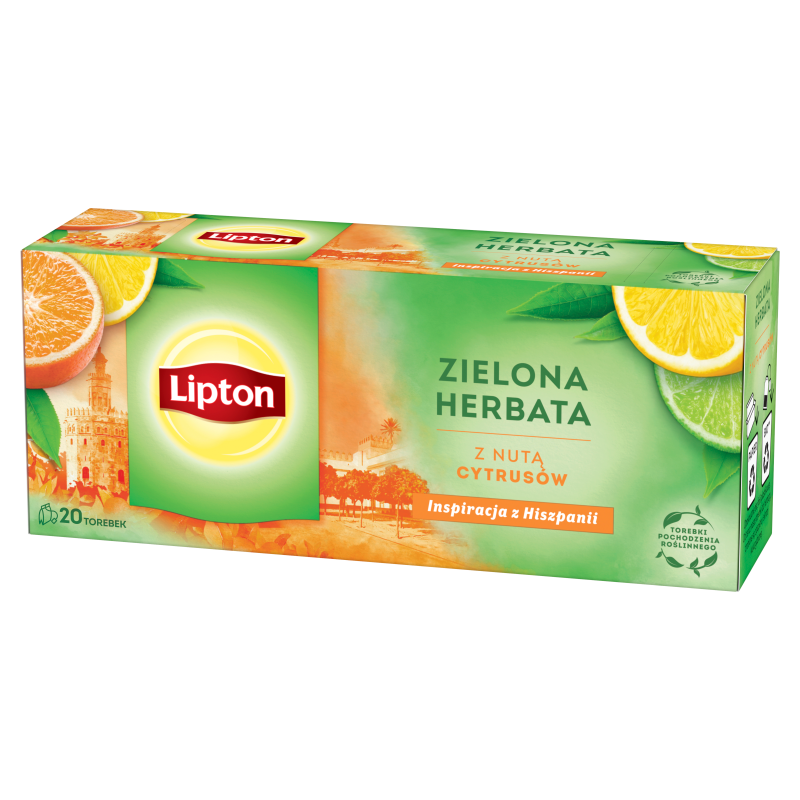 LIPTON Herbata zielona aromatyzowana Cytrusowa 20 torebek ex.