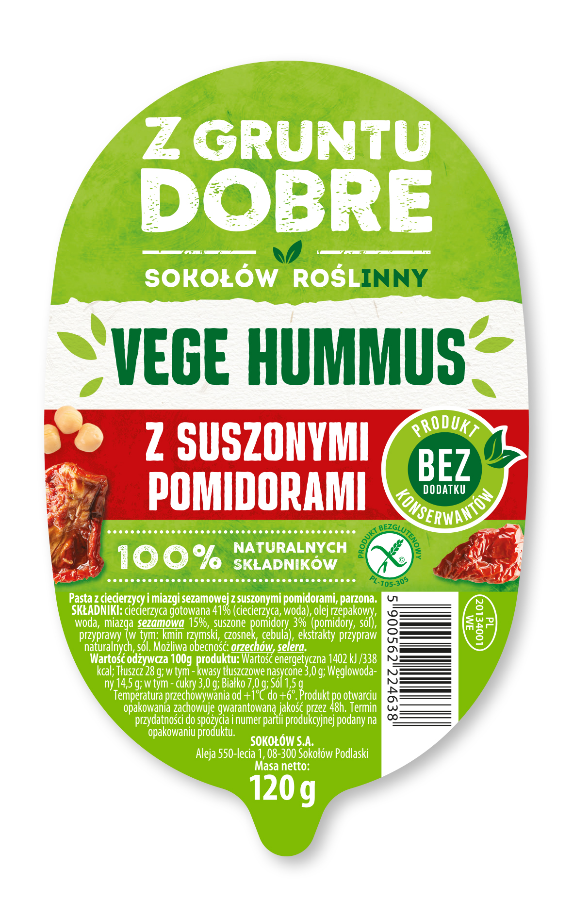 Z GRUNTU DOBRE Hummus Premium z suszonymi pomidorami