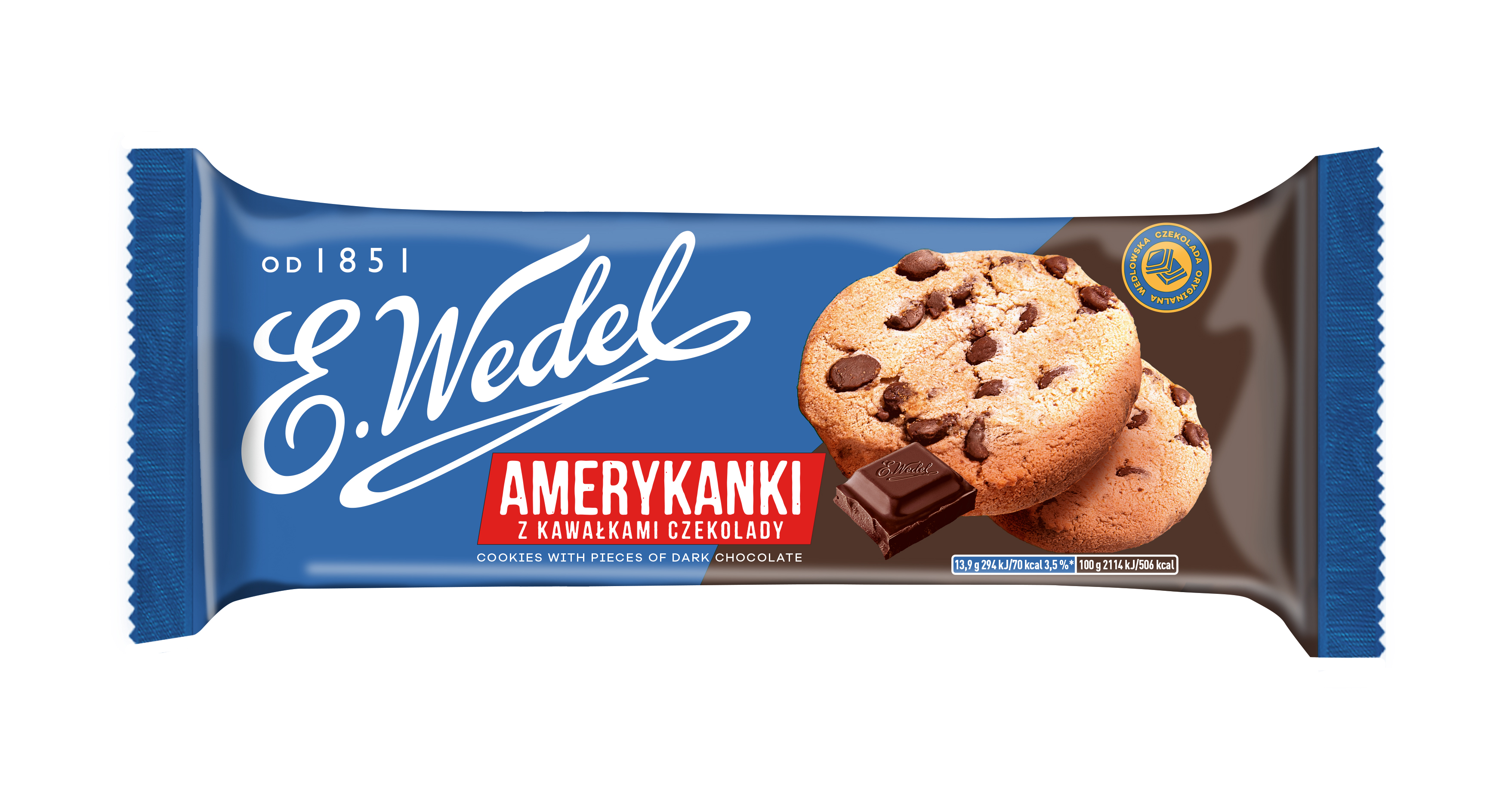 WEDEL Amerykanki Kruche ciastka klasyczne z kawałkami ciemnej czekolady frisco.pl