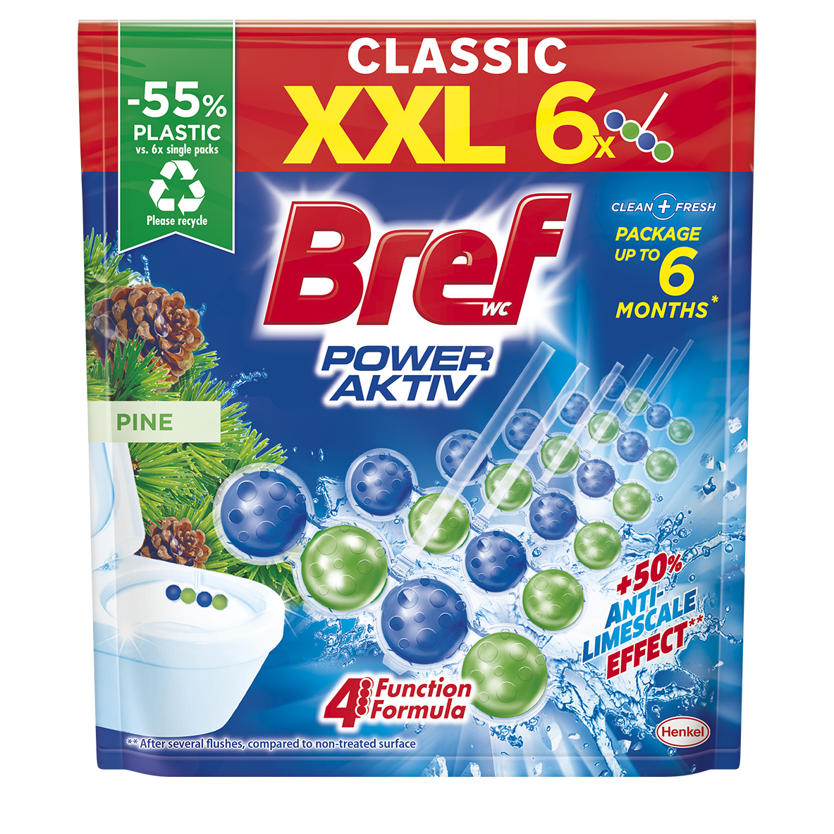 BREF Power Aktiv Zawieszka do WC - Sosna 6x50g