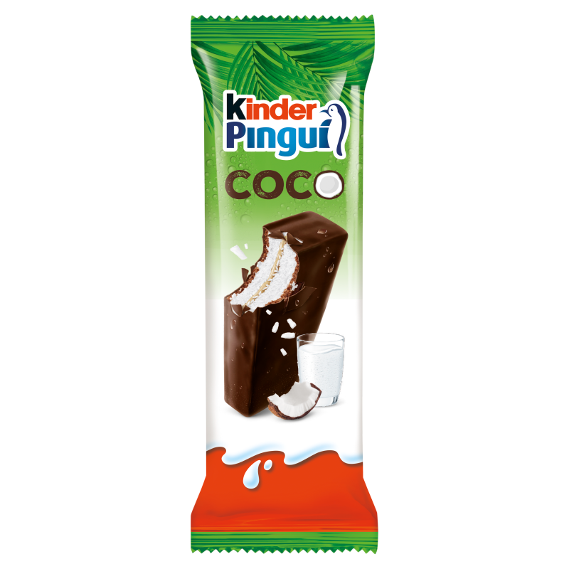 KINDER Pingui Biszkopt z mlecznym i kokosowym nadzieniem pokryty mleczną czekoladą frisco.pl