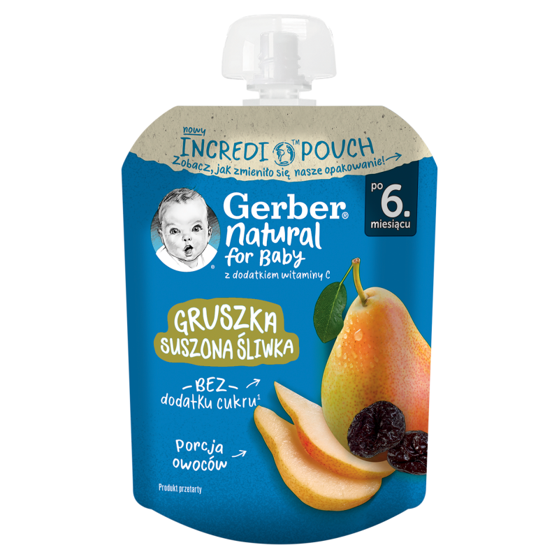 GERBER Deserek w tubce gruszka suszona śliwka dla niemowląt po 6 miesiącu frisco.pl