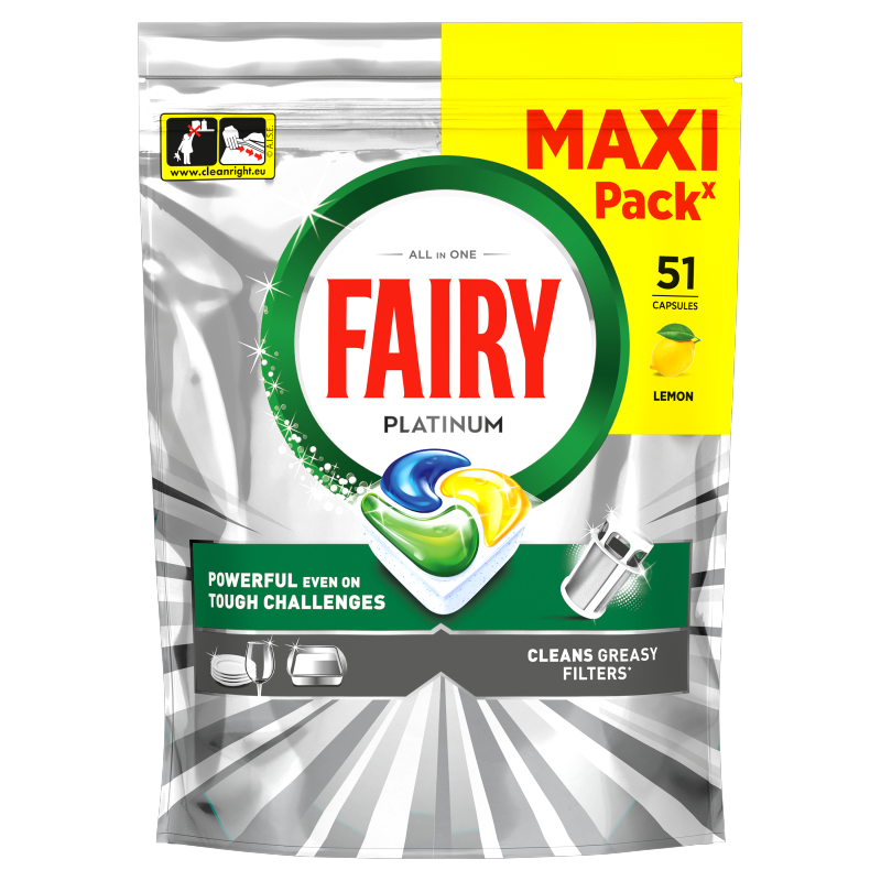 FAIRY PLATINIUM All in One Kapsułki do zmywarki Cytrynowe 51 szt.