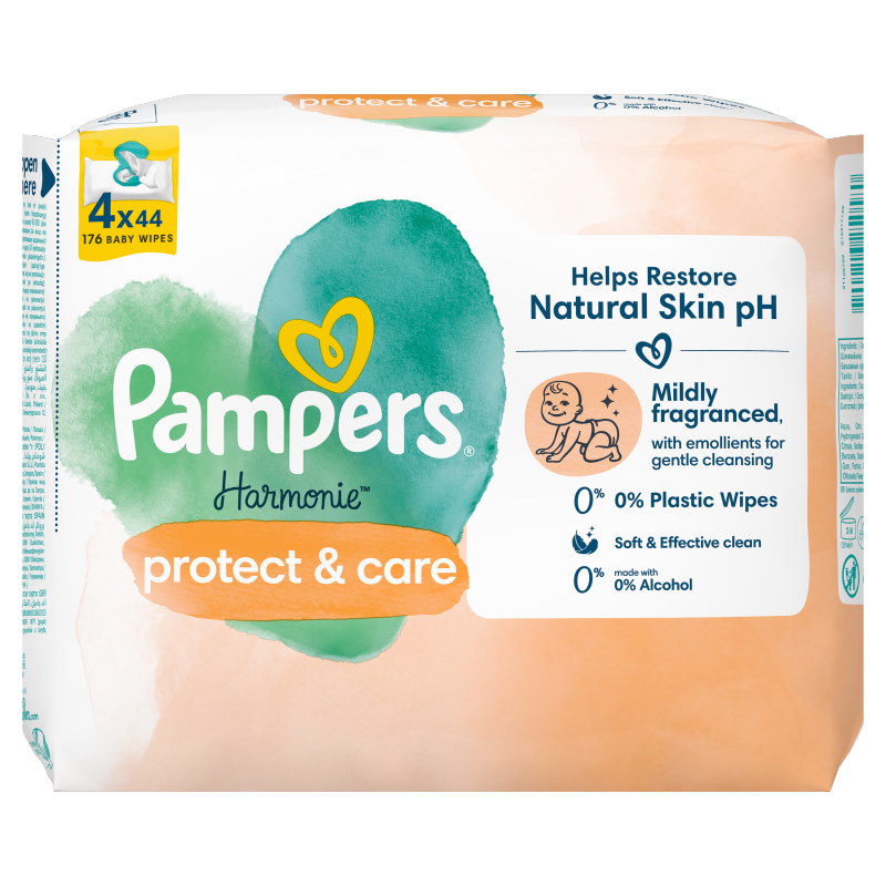 PAMPERS Harmonie Protect & Care Chusteczki nawilżane 4 x 44 szt.