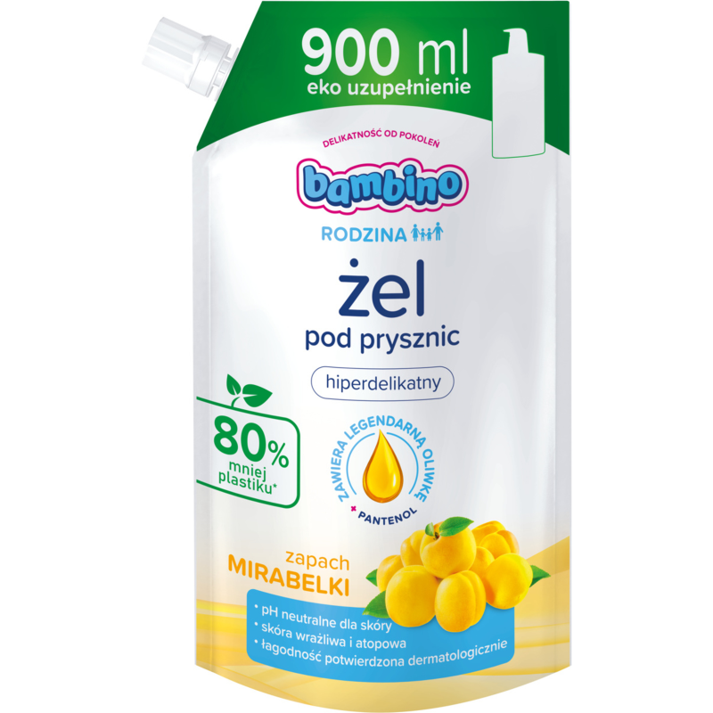 BAMBINO RODZINA Eko-uzupełnienie żel pod prysznic o zapachu mirabelki
