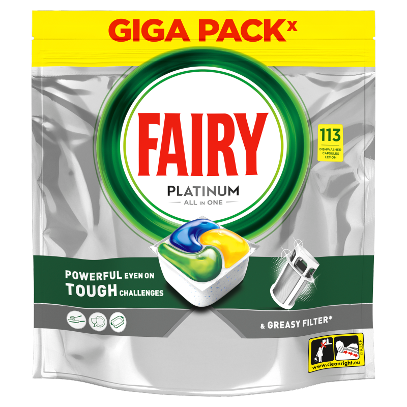 FAIRY PLATINUM All in One Kapsułki do zmywarki Cytrynowe 113 szt.