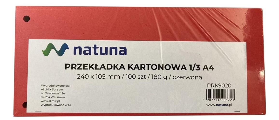 NATUNA Przekładki kartonowe do segregatorów 100 szt.
