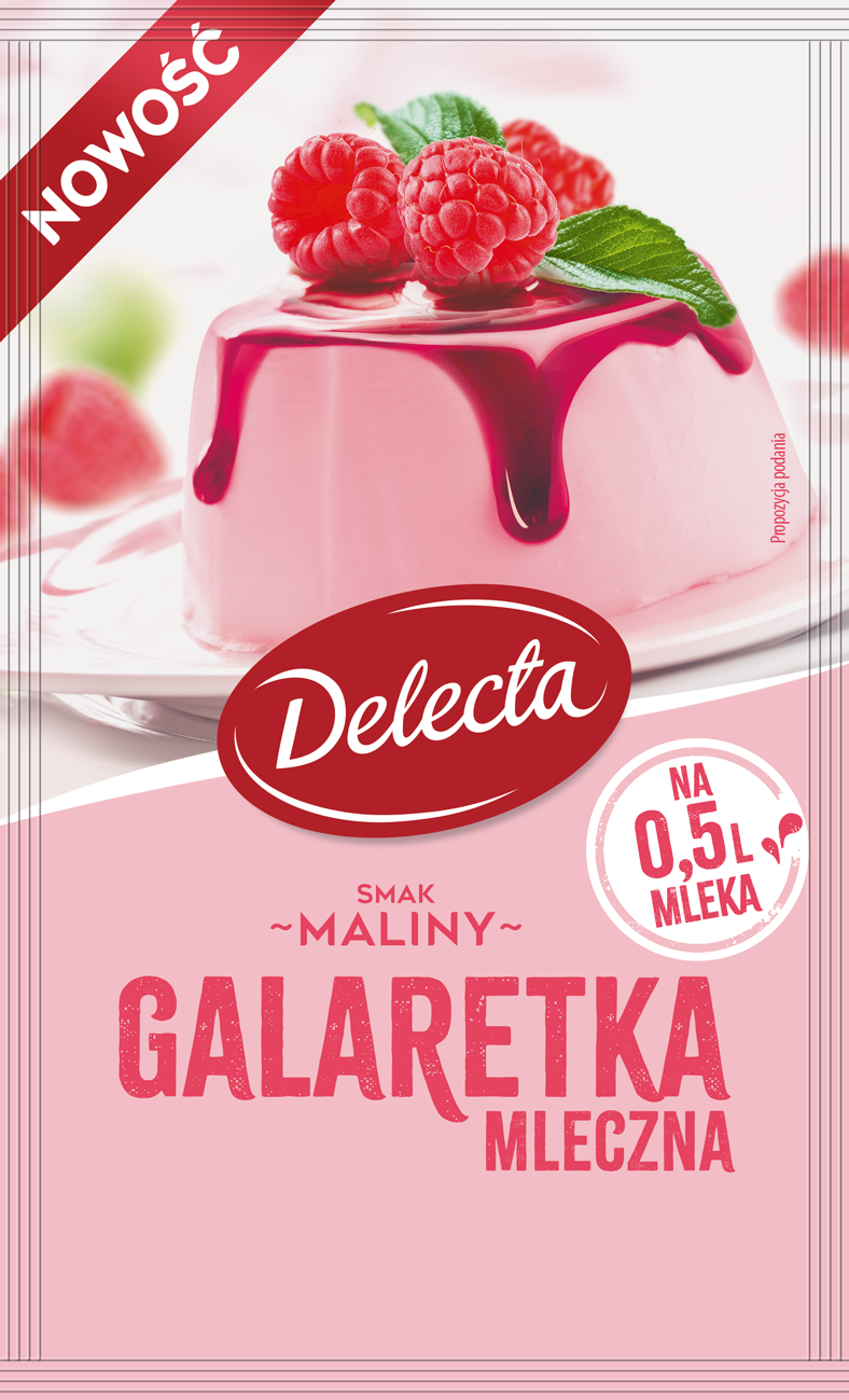 DELECTA Galaretka mleczna o smaku malin