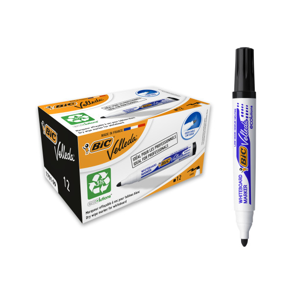 BIC Marker suchościeralny czarny z okrągłą końcówką pudełko 12 szt.