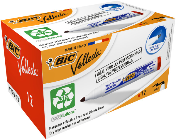 BIC Marker suchościeralny czerwony z okrągłą końcówką pudełko 12 szt.
