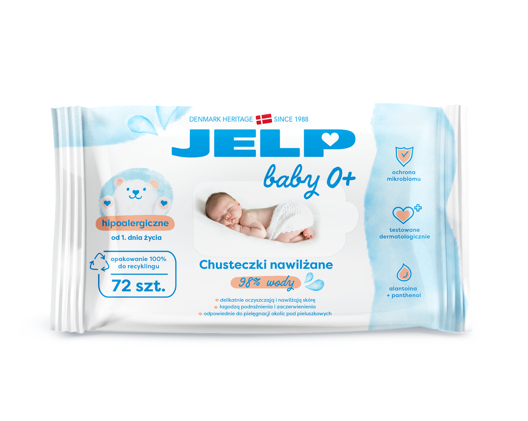 JELP 0+ Hipoalergiczne chusteczki nawilżane 72 szt.