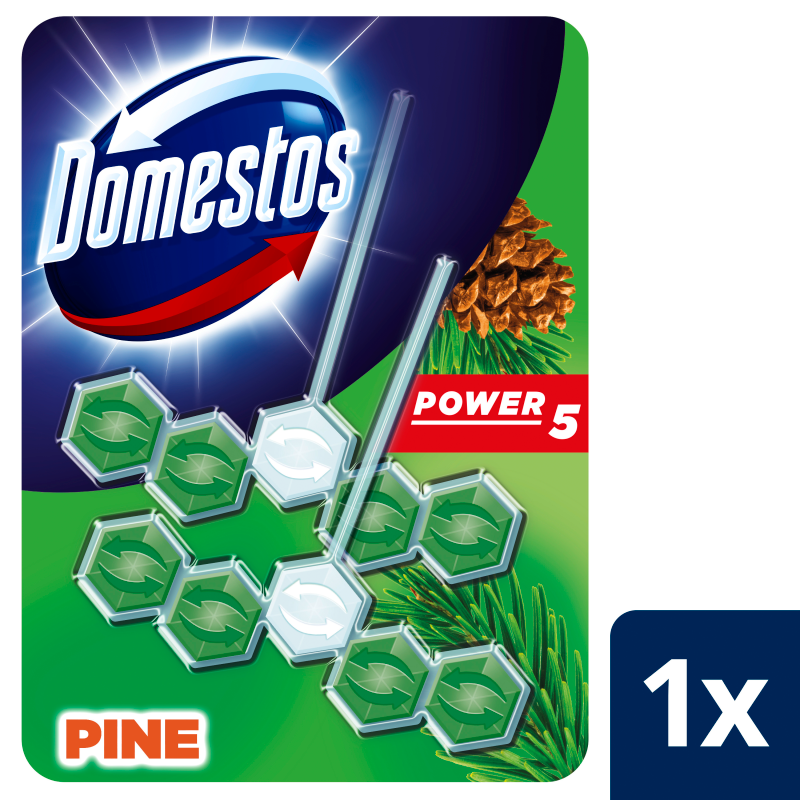 DOMESTOS Power 5 Kostka toaletowa o zapachu sosny 2x55g frisco.pl