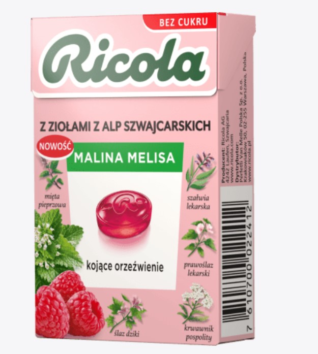 RICOLA Cukierki Malina Melisa