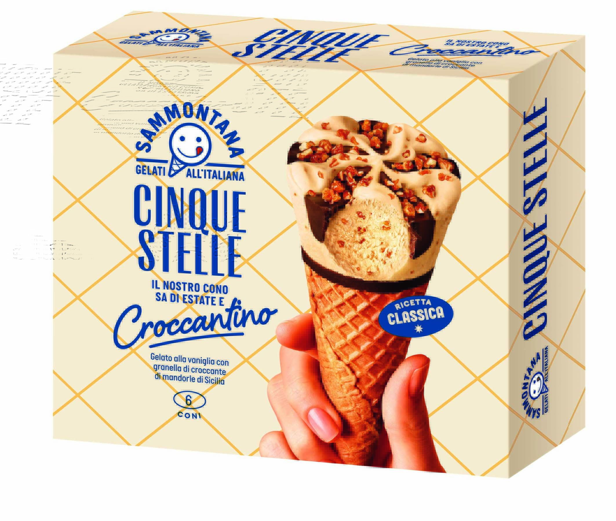 SAMMONTANA Cinque Stelle Lody waniliowe z dodatkami CROCCANTINO 6 szt.