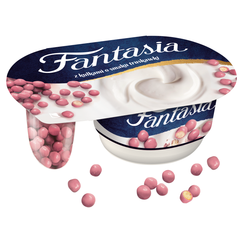 FANTASIA Jogurt kremowy z kulkami o smaku truskawkowym frisco.pl