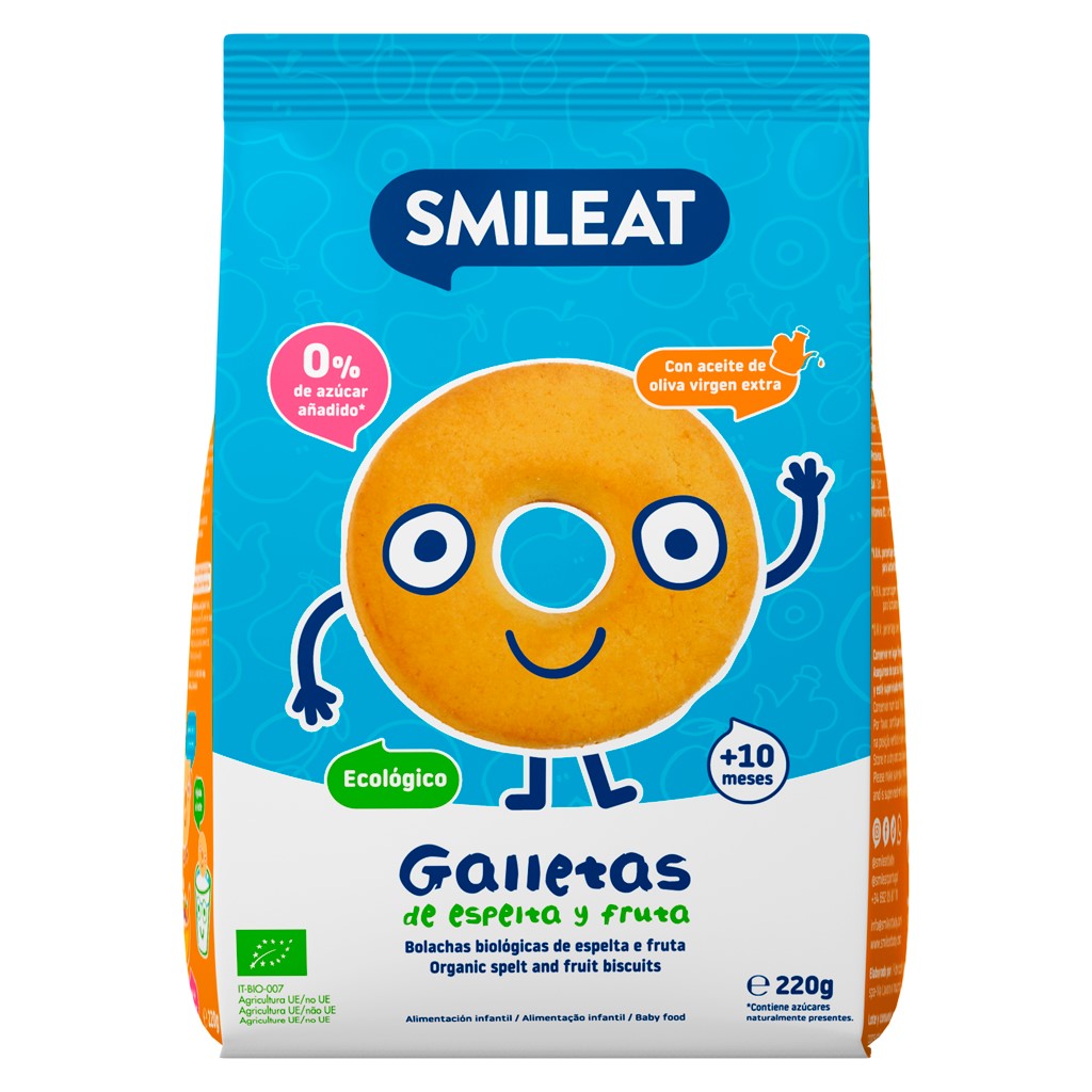 SMILEAT Ekologiczne herbatniki z orkiszu i jabłka po 10 miesiącu BIO