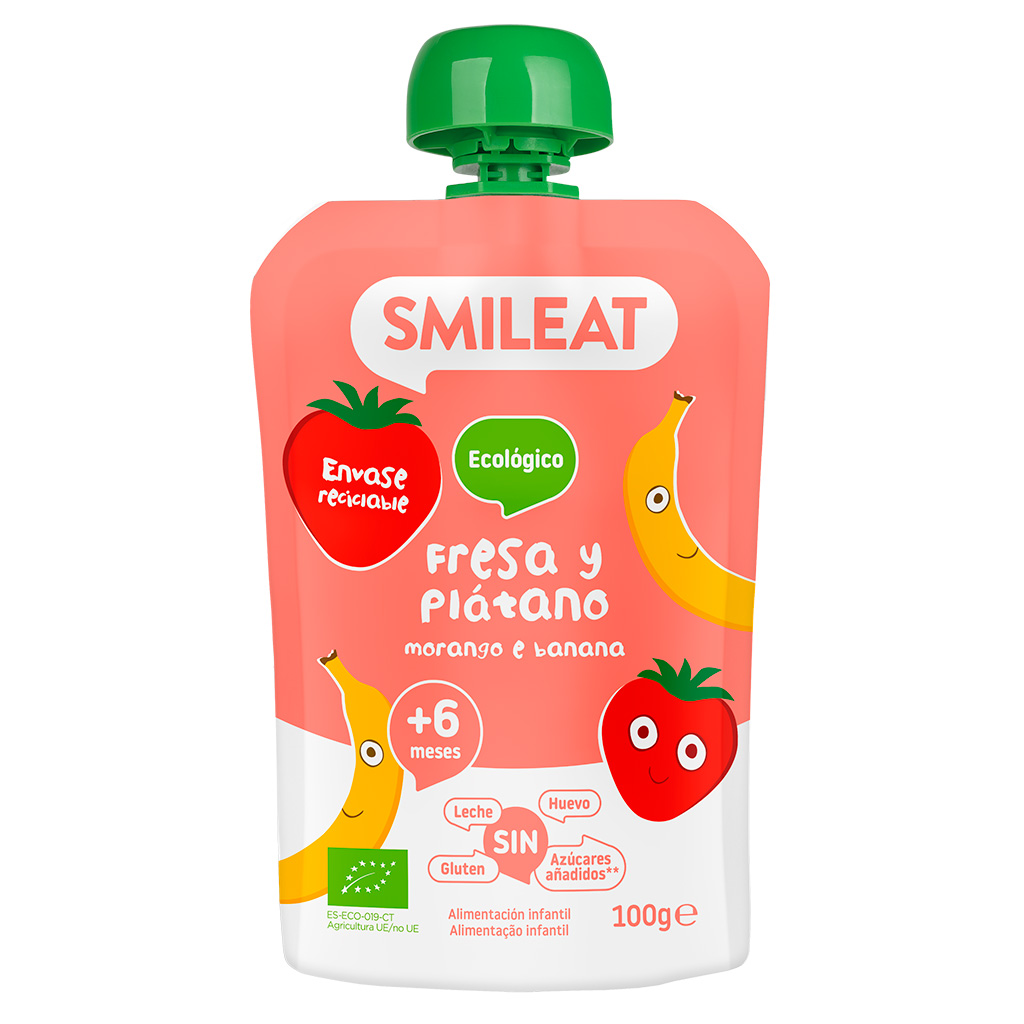 SMILEAT Mus z ekologicznymi truskawkami i bananem po 6 miesiąu BIO