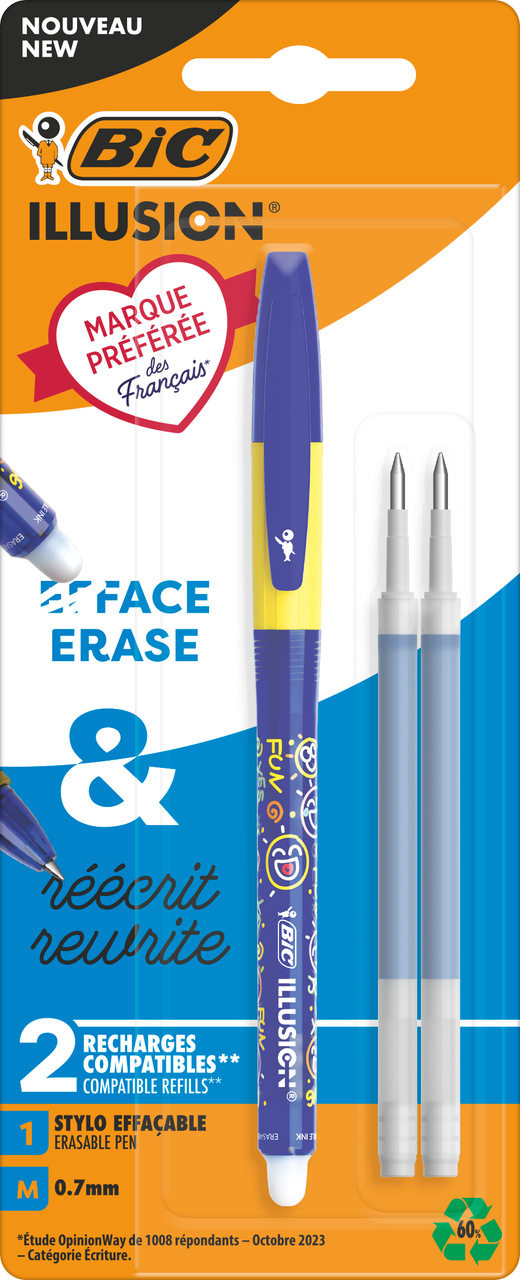 BIC Długopis wymazywalny niebieski + 2 wkłady blister