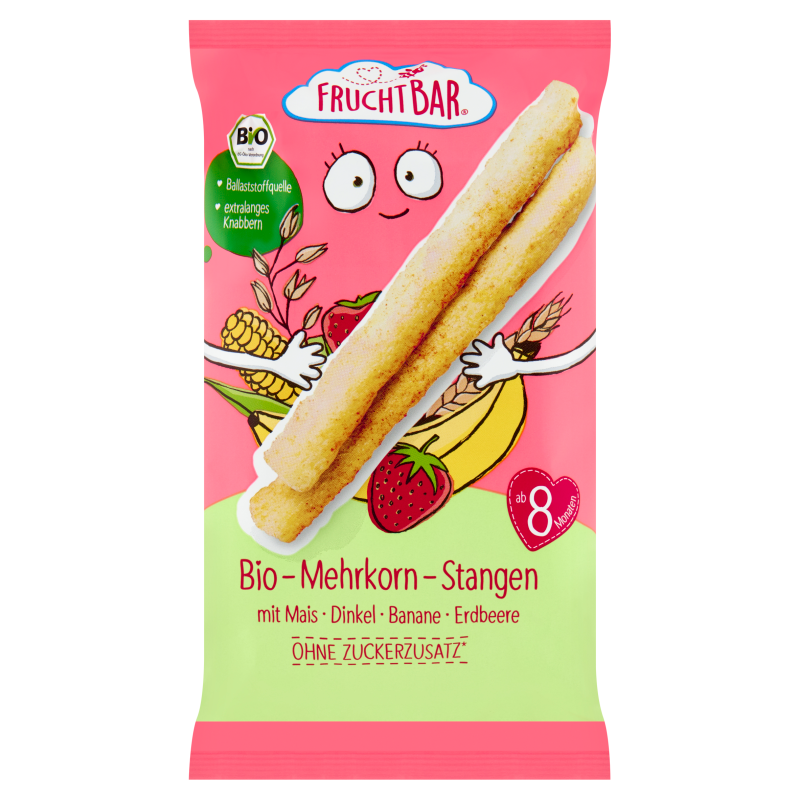 FRUCHTBAR Ekologiczne paluchy wielozbożowe truskawkowo-bananowe po 8 miesiącu BIO frisco.pl