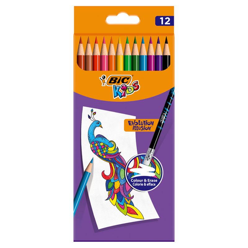 BIC Kredki ołówkowe wymazywalne pudełko 12 szt.