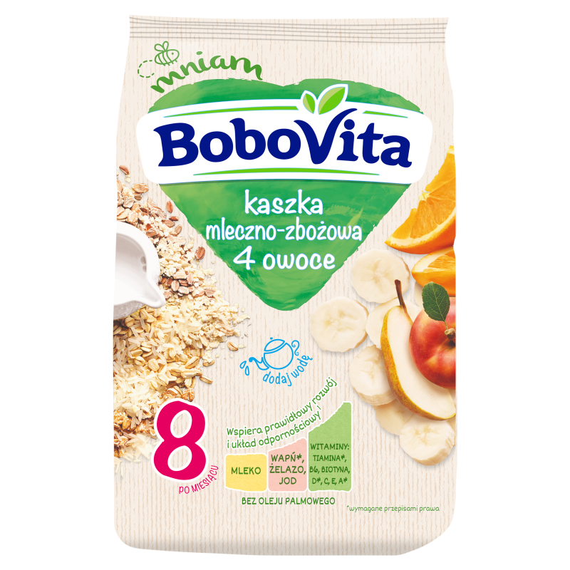 BOBOVITA Kaszka mleczno-zbożowa 4 owoce po 8 miesiącu frisco.pl